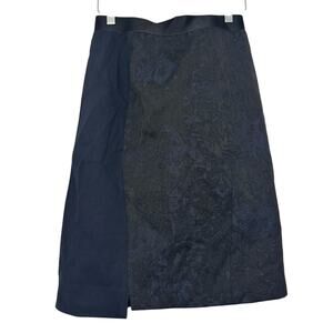 Elie Tahari Womens 4 Skirt Navy Jacquard Brocade Classic Pencil Textured Elegant